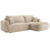 Világos bézs bársony sarokkanapé MICADONI Ella 271 cm, jobb oldali