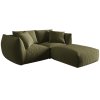 MICADONI Chris 220 cm-es zöld bársony sarokkanapé, balos/jobbos