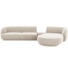 MICADONI Miley bézs színű, bársony sarokgarnitúra, 303 cm, jobb oldali