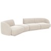 MICADONI Miley bézs színű, bársony négyszemélyes bal oldali kanapé, 327 cm