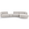 Világosszürke kárpitozott MICADONI Miley sarokkanapé 325 cm, jobb oldali