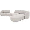 Világosszürke kárpitozott MICADONI Miley sarokkanapé 325 cm, jobb oldali