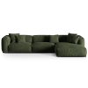 MICADONI Martina zöld bársony sarokgarnitúra 330 cm, jobb oldali
