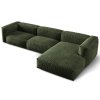 MICADONI Martina zöld bársony sarokgarnitúra 330 cm, jobb oldali
