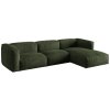 MICADONI Martina zöld bársony sarokgarnitúra 330 cm, jobb oldali