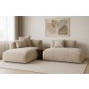 MICADONI Martina 285 cm-es világos bézs színű, bársony sarokgarnitúra, balos
