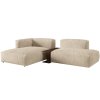 MICADONI Martina 285 cm-es világos bézs színű, bársony sarokgarnitúra, balos