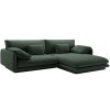 Zöld kárpitozott MICADONI Torino sarokkanapé 250 cm, jobb oldali