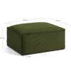 Zöld bársony puff Kave Home Blok 90 x 70 cm