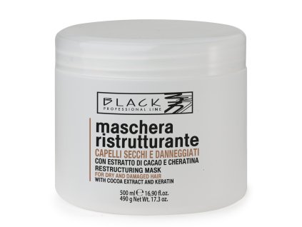 914 1 maska s keratinem a cokoladovym extraktem pro suche vlasy black restructing mask 500 ml