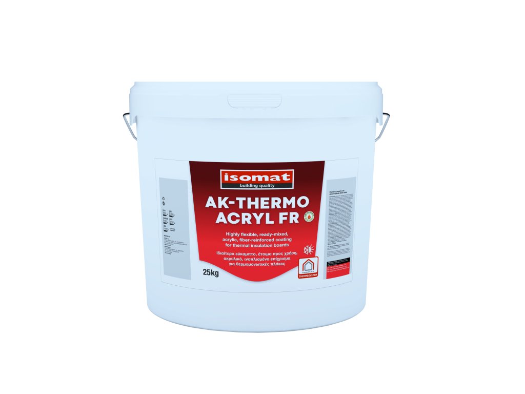 ISOMAT AK-THERMO ACRYL FR - Akrylový, vláknami vystužený náter pre tepelnoizolačné dosky so zvýšenou požiarnou odolnosťou