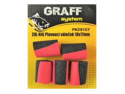 graff zig rig plovouci valecek 10x17mm cerna cervena 5ks