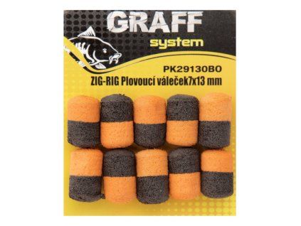 graff zig rig plovouci valecek 7x13mm cerna oranzova 10ks