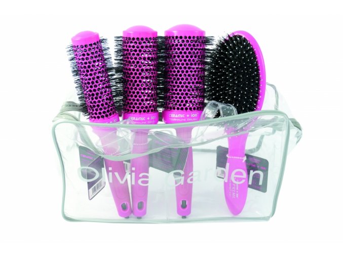 Olivia Garden Thermal Brush Pink - set kartáče na vlasy