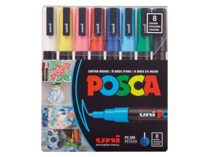 akrylove fixy uni posca sada 3m základní barvy 8 ks