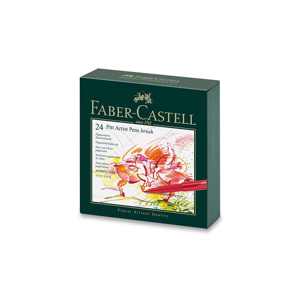 Popisovač Faber-Castell Pitt Artist Pen Brush studio box, 24 ks