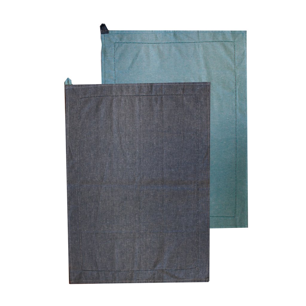 Utěrka z recyklované bavlny, 2 ks 50 x 70 cm, modrá