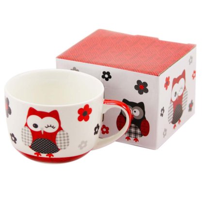 Porcelánový hrnek 500 ml - červená sova