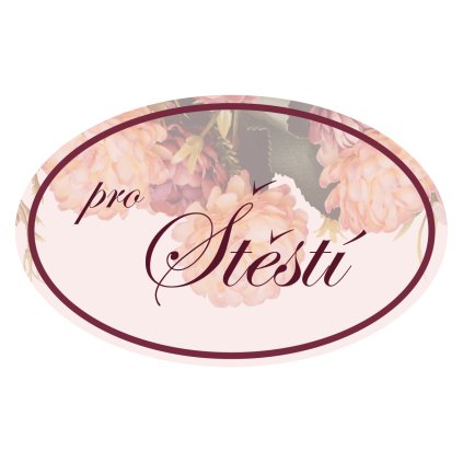 HOME ELEMENTS Samolepka 7*4,3 cm, Pro štěstí - růžová  Home Elements