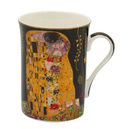 HOME ELEMENTS Porcelánový hrnek 300 ml, Klimt, Polibek černý