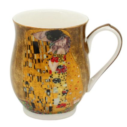 HOME ELEMENTS Porcelánový hrnek 350 ml, Klimt Polibek zlatý