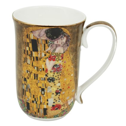 HOME ELEMENTS Porcelánový hrnek 400 ml, Klimt, Polibek zlatý