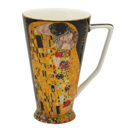 HOME ELEMENTS Porcelánový hrnek 500 ml, Klimt, Polibek, černý