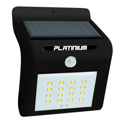 Nástěnné solární LED světlo s detektorem pohybu černá  Platinium