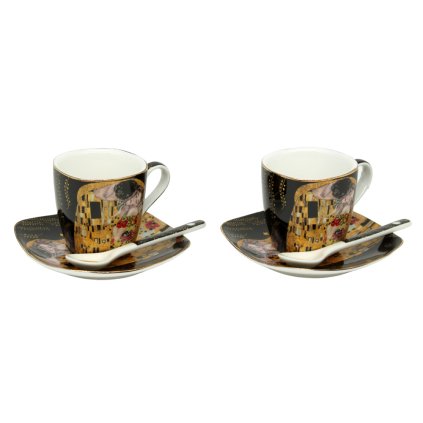 HOME ELEMENTS Espresso šapo sada 2 x 90 ml, Klimt Polibek černý