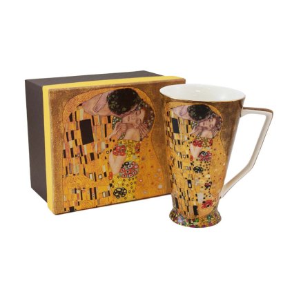 HOME ELEMENTS Porcelánový hrnek 500 ml, Klimt, Polibek zlatý