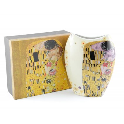 HOME ELEMENTS Porcelánová váza 20 cm, Klimt, Polibek světlý