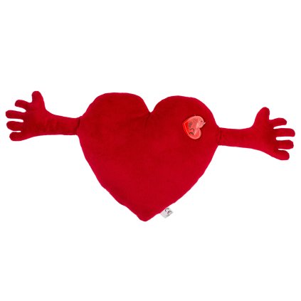 Plyšový polštář srdce s rukama, 70 cm