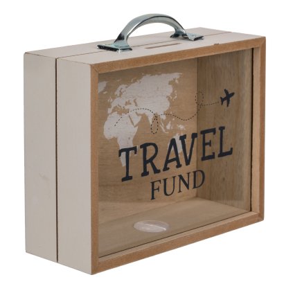 Dřevěná pokladnička na cestování, Travel fund