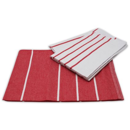 HOME ELEMENTS Sada 3 utěrek z egyptské bavlny 50*70 cm, Pruhy červené