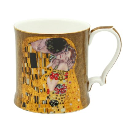 HOME ELEMENTS Porcelánový hrnek 360 ml, Klimt Polibek zlatý