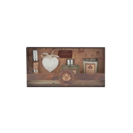 Osvěžovač vzduchu, sada 50 ml difuzér, 10 ml jílový difuzér, svíčka - Apple & Cinnamon