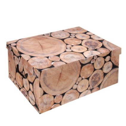 Home Elements, Krabička úložná v designu dřeva , 51 x 37 x 24 cm