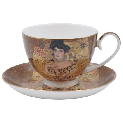 HOME ELEMENTS Porcelánový šálek 250 ml, s podšálkem, Klimt Adele