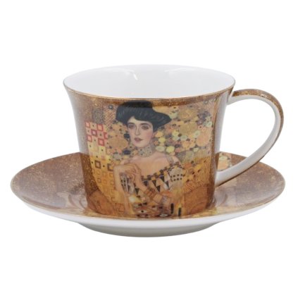 HOME ELEMENTS Porcelánový hrnek 250 ml, s podšálkem, Klimt Adele