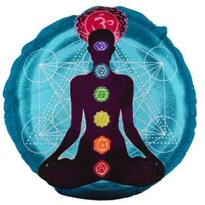 Meditační taburet, jogín a 7 čaker, vysoký, barva modrá