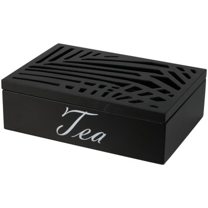 HOME ELEMENTS Box na čaje, 24 x 16,5 x 7 cm, barva černá