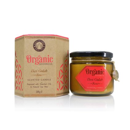 Song of India Vonná svíčka s víčkem Organic Goodness 200 g Desi Gulab, Růže