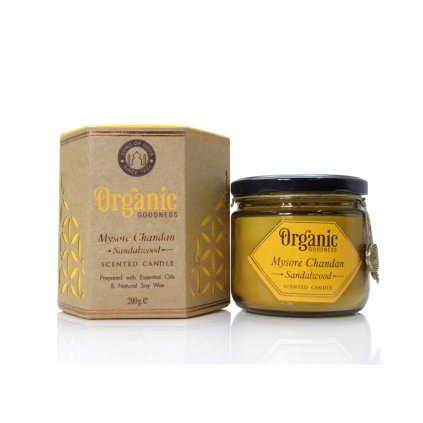 Song of India Vonná svíčka s víčkem Organic Goodness 200 g Mysore Chandan, Santalové dřevo