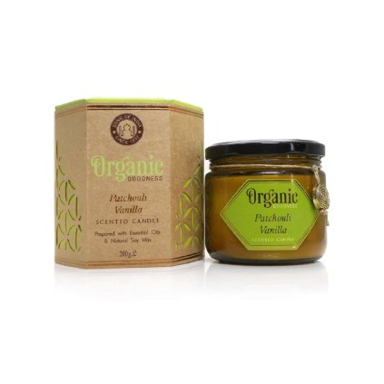 Song of India Vonná svíčka s víčkem Organic Goodness 200 g  Pačuli a vanilka