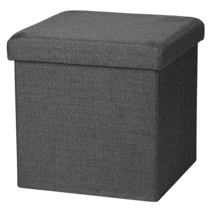 FORNORD Čalouněný úložný box/taburet, barva tmavě šedá