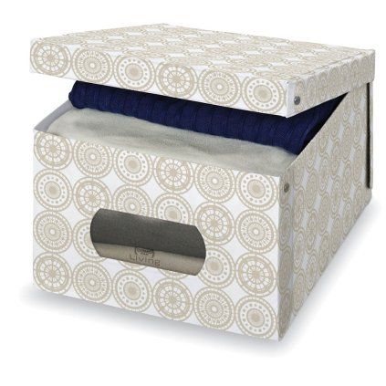 Úložný box s víkem ELLA béžový, L  Domopak