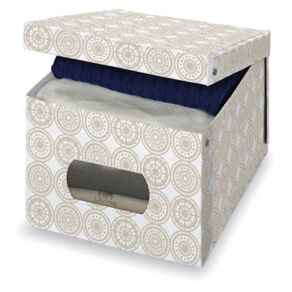 Úložný box s víkem ELLA béžový, XL  Domopak