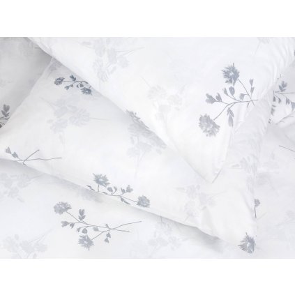 Povlečení saténové, Šedé květiny  Dreamy Linens