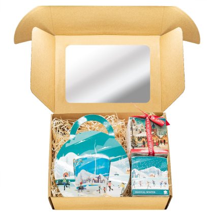 ARÔME Vánoční  dárkový set - hrnek, čaj a svíčka Kluziště  ARÔME