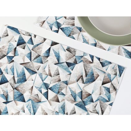 Prostírání bavlněné, Modré trojúhelníky  Dreamy Linens